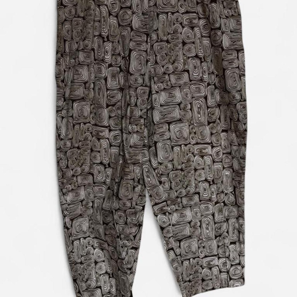 Talbots Woman Petites Brown Geometric Ankle Cropped Pants 16W Stretch Cotton